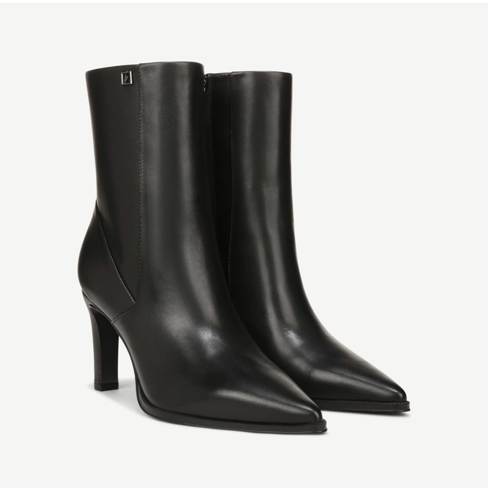 EUC Franco Sarto Appia Black Leather Women's heeled Bootie size 11